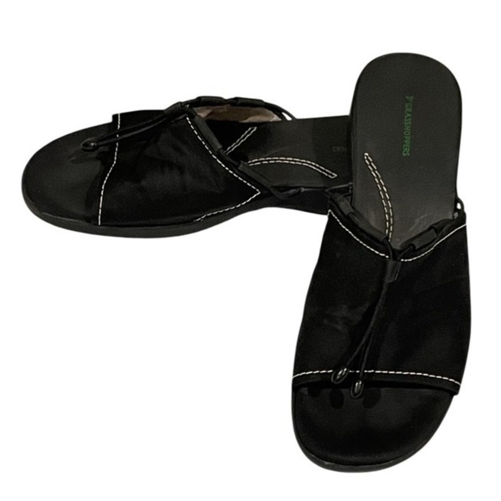 Grasshoppers Womens Black Fabric Slide Sandles Size 10